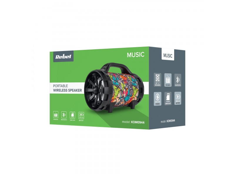 Φορητό Ηχείο Bluetooth Με Μικρόφωνο KOM0944 REBEL Φορητό Ηχείο Bluetooth Με Μικρόφωνο KOM0944 REBEL