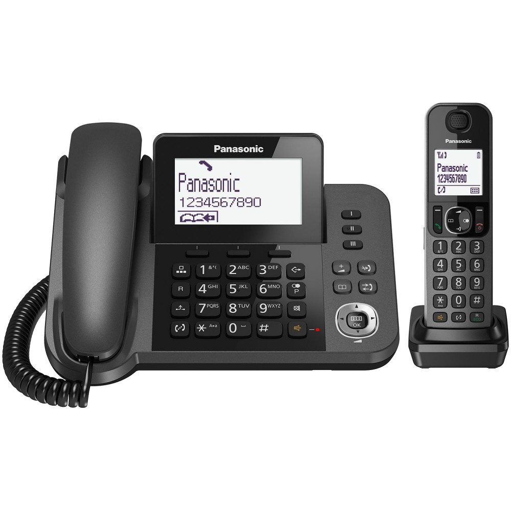 Panasonic KX-TGF310EXM μαύρο ECO Ασύρματο και σταθερό τηλέφωνο μαζί,δουλεύει και σε διακοπή ρεύματος