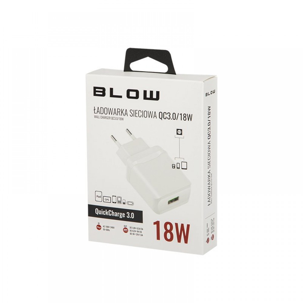 Φορτιστής Με Υποδοχή USB QC3.0 18W Blow