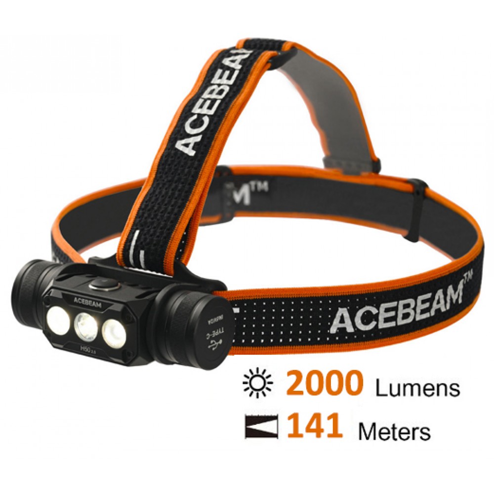 Επαναφορτιζόμενος Φακός Κεφαλής Acebeam H50 Αδιάβροχος 2000Lm