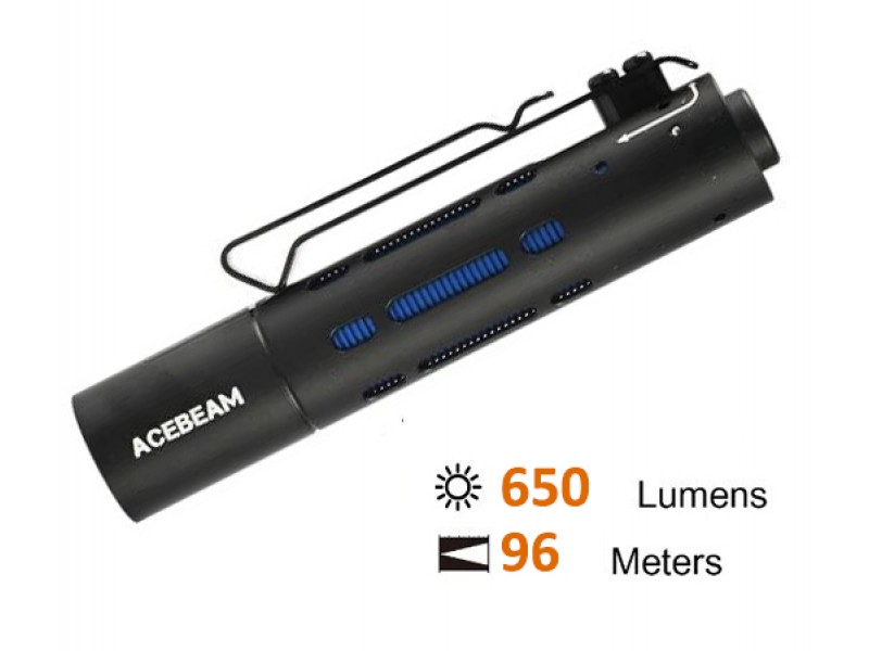 Φακός Led Acebeam Επαναφορτιζόμενος Rider Rx 7075 Αδιάβροχος 650Lm