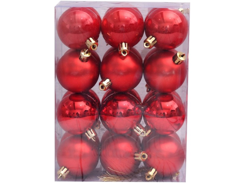 Artezan Χριστουγεννιατικες Μπάλες 5cm Κόκκινο 24τμχ/κουτί