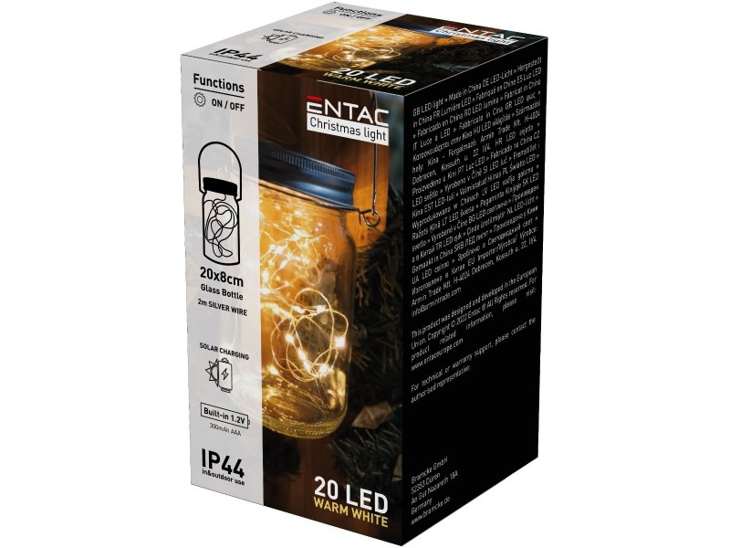 Entac Ηλιακό Μπουκάλι IP44 20 LED Ψείρες Θερμό Entac Ηλιακό Μπουκάλι IP44 20 LED Ψείρες Θερμό