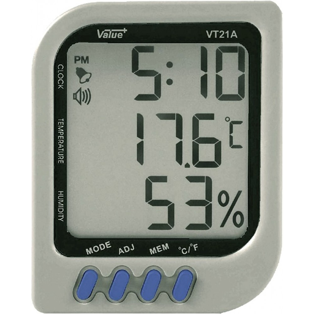 Ψηφιακό Θερμόμετρο Υγρόμετρο Με Ένδειξη Ώρας VT-21A