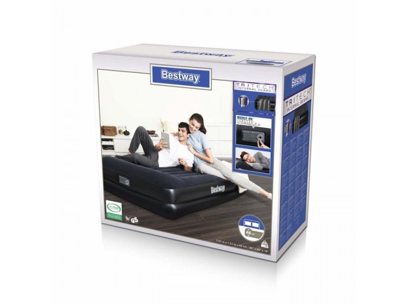 Φουσκωτό Στρώμα Ύπνου Διπλό Bestway Tritech Airbed Queen 203x152x46 Με Εσωτερική Τρόμπα