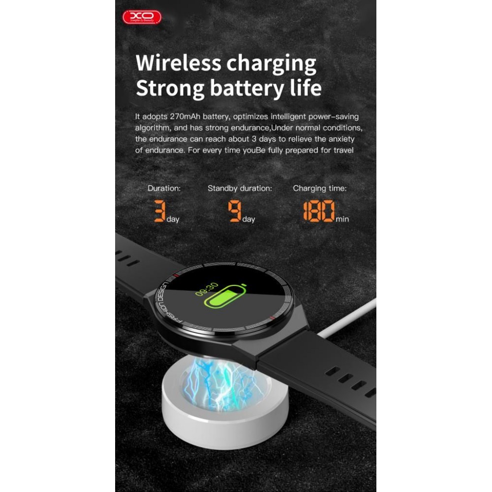 XO J1 Porsche Smart Sport Call Watch Ασύρματης Φόρτισης