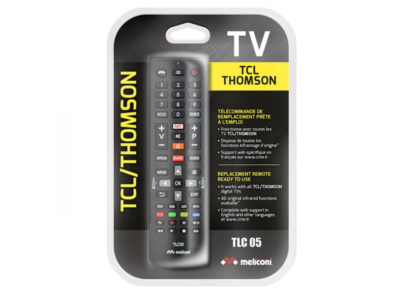 Meliconi TLC05 Τηλεχειριστήριο Αντικατάστασης Για τηλεοράσεις Tcl/Thomson Meliconi TLC05 Τηλεχειριστήριο Αντικατάστασης Για τηλεοράσεις Tcl/Thomson
