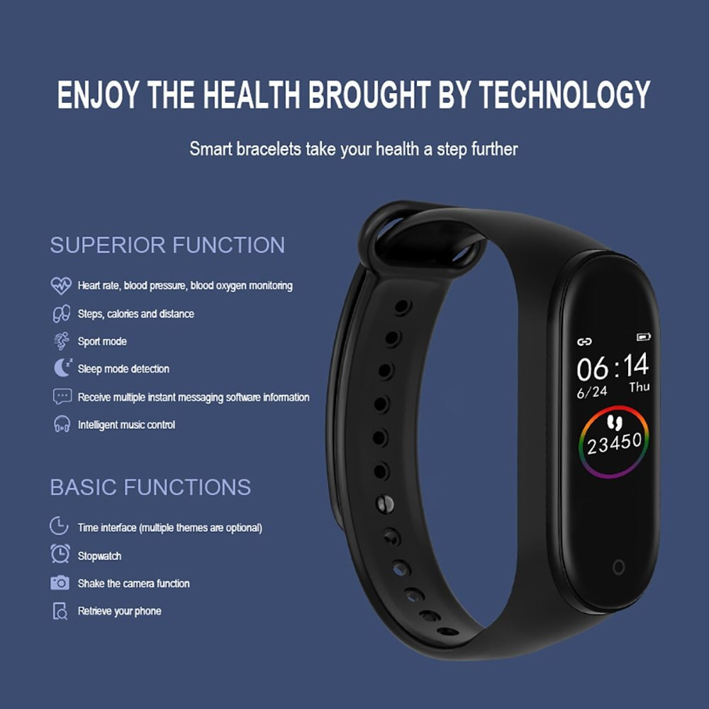 Smart Bracelet M4 Bluetooth Βραχιόλι Καρδιακών Παλμών Και Καταγραφή Βημάτων