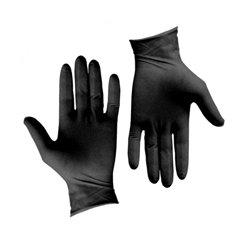 Σετ 100τεμ γάντια Λάτεξ μεγάλης αντοχής, χωρίς πούδρα, μαύρα