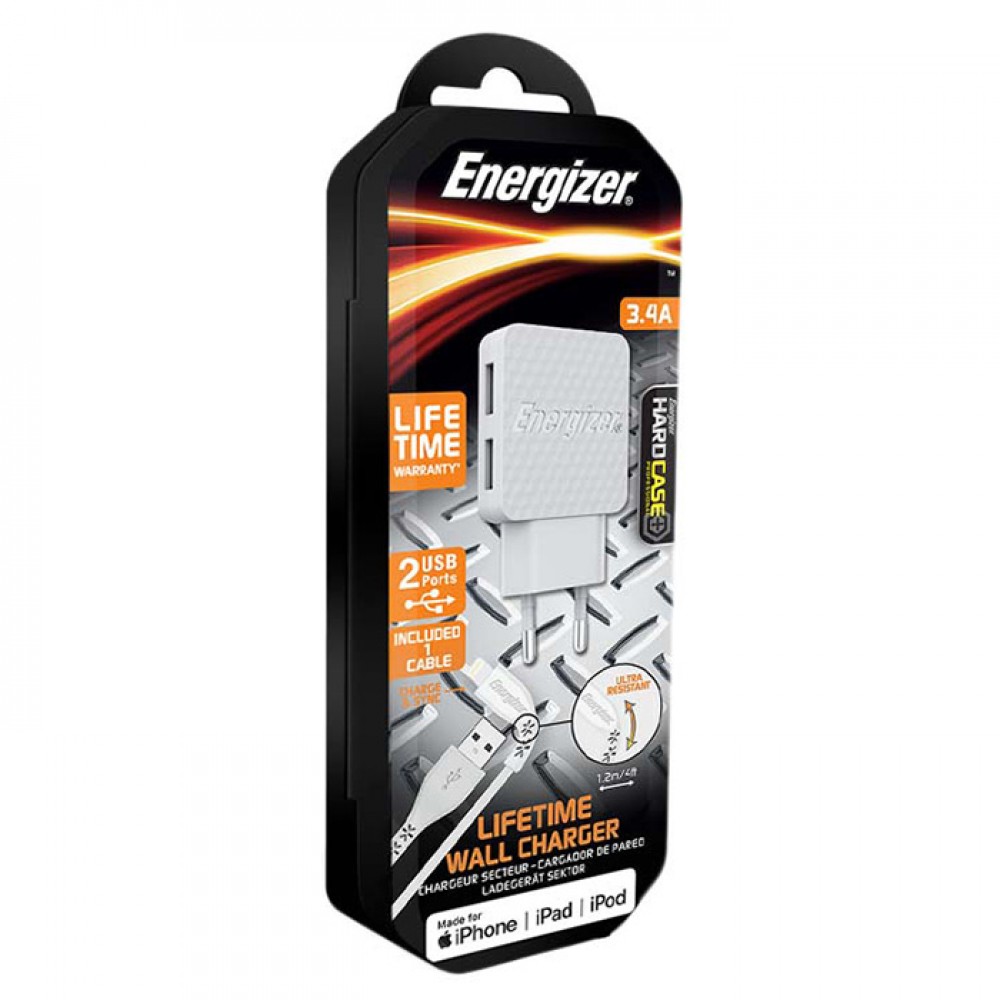 Energizer AC2CEULLIM Universal Φορτιστής Με 2 Εξόδους USB 3.4A