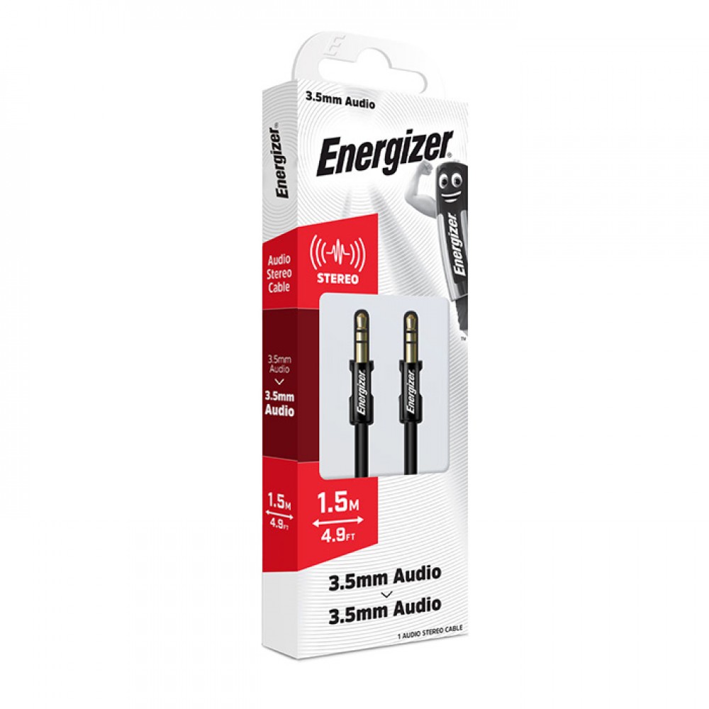 Energizer  C130JIBK Καλώδιο Ήχου 3.5mm Αρσ Stereo -3.5mm Αρσ 1.5m