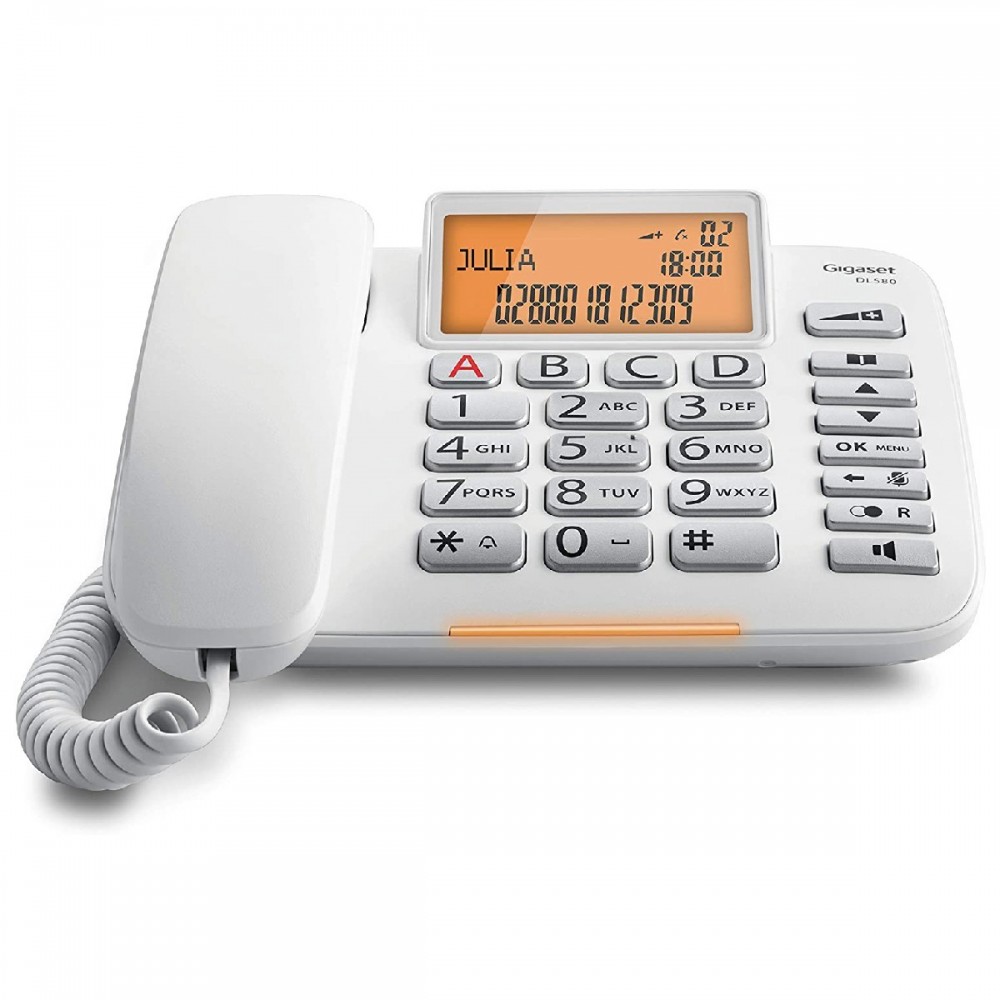 Gigaset DL 580 Ενσύρματο Τηλέφωνο Σε Λευκό Χρώμα Με Μεγάλη Οθόνη