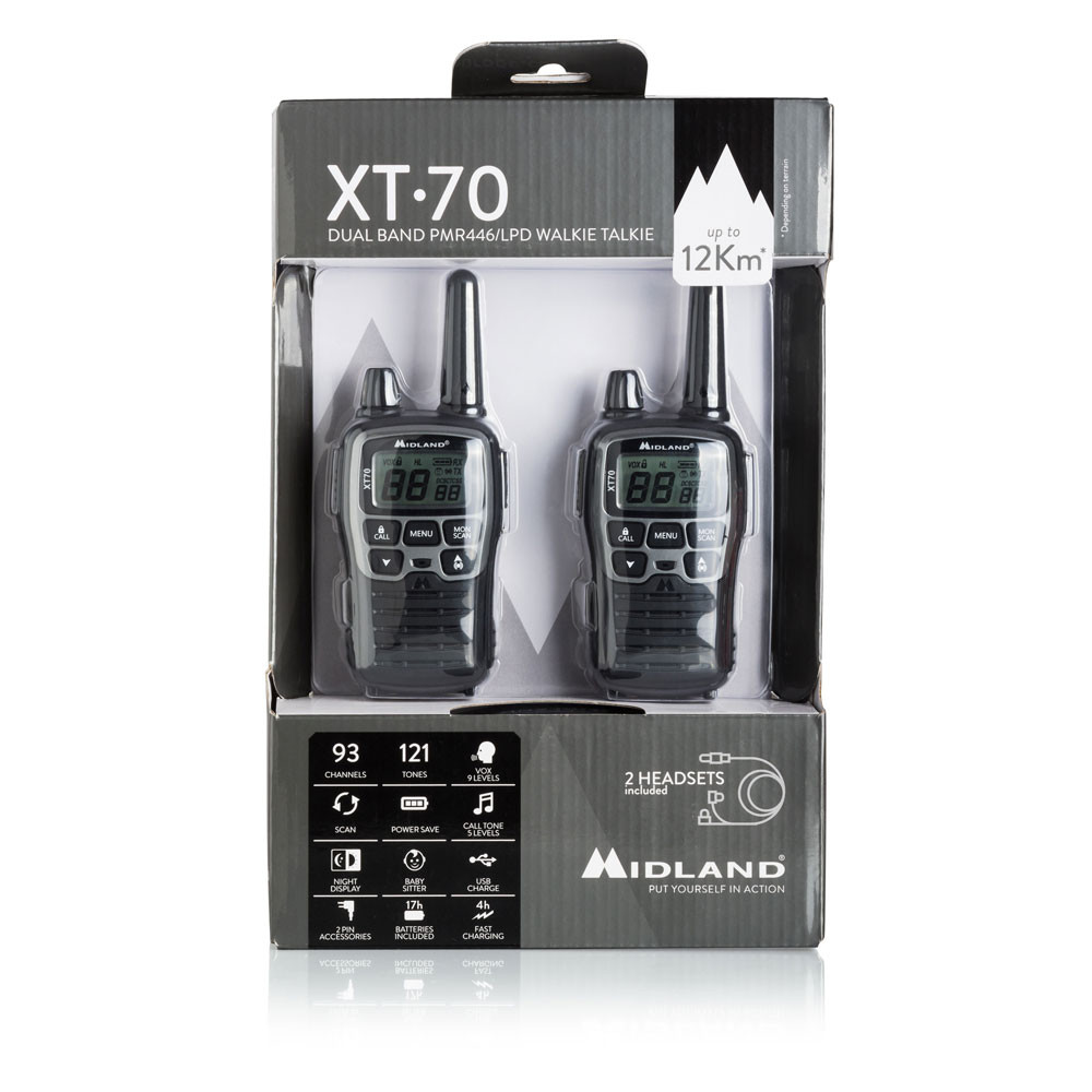 Midland XT70 Ζεύγος Φορητών Ασύρματων Πομποδεκτών PMR446/LPD 