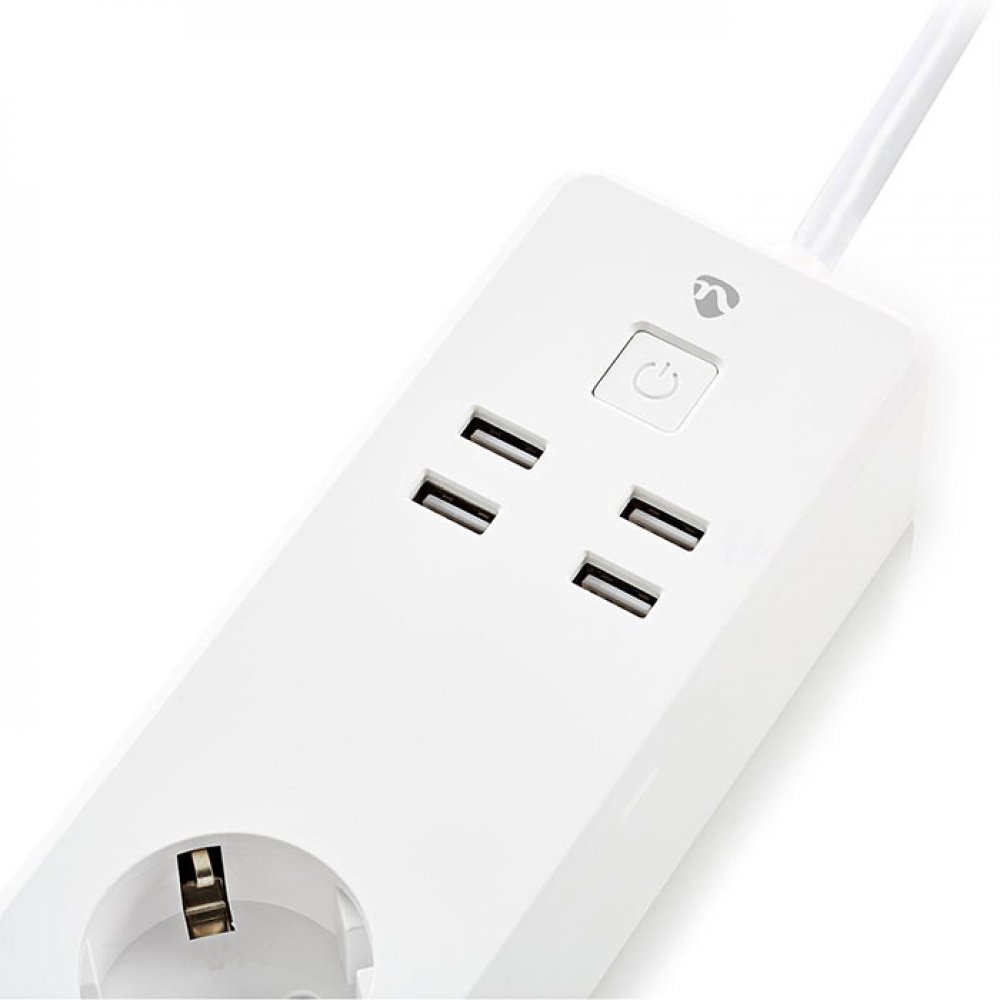 Nedis WIFIP311FWT WiFi Έξυπνο Πολύπριζο 3 Θέσεων Και 4 Θυρών USB