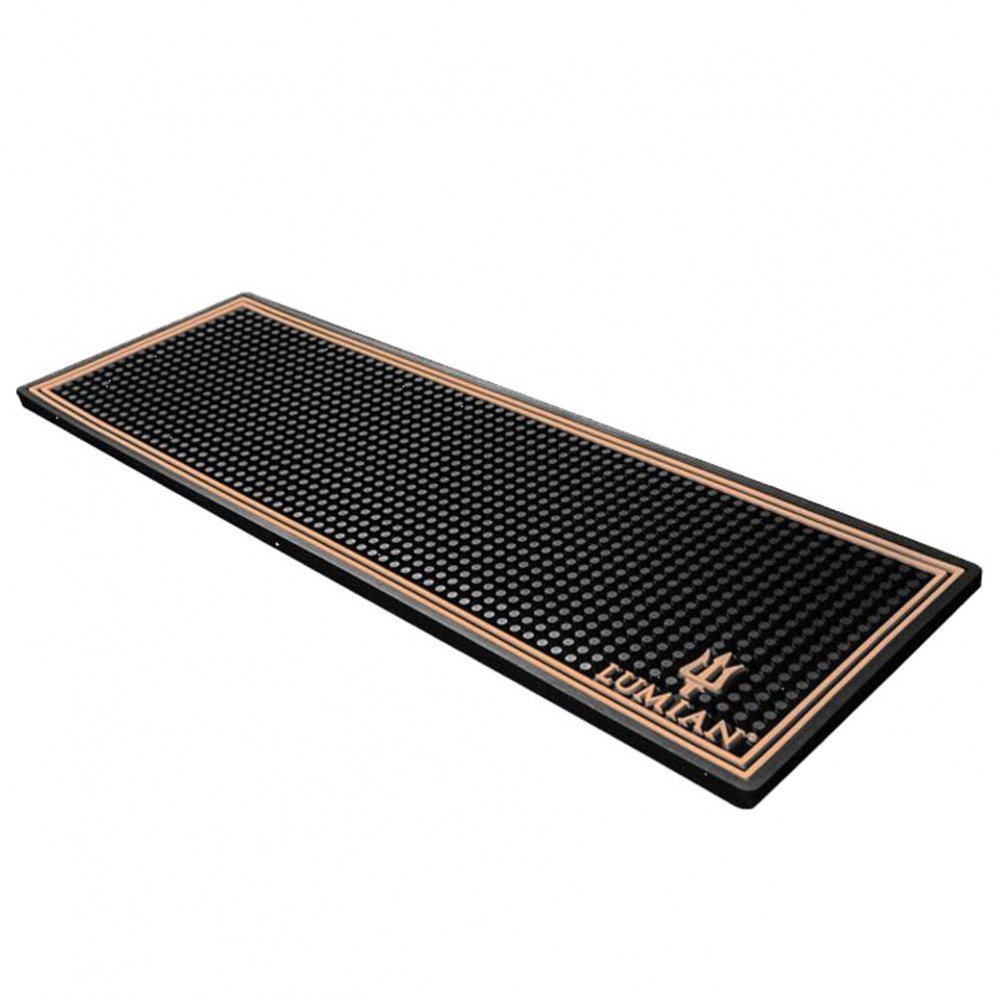 Bar Mat, 60x20x1cm, μαύρο Λάστιχο με Χάλκινη μπορντούρα, Lumian