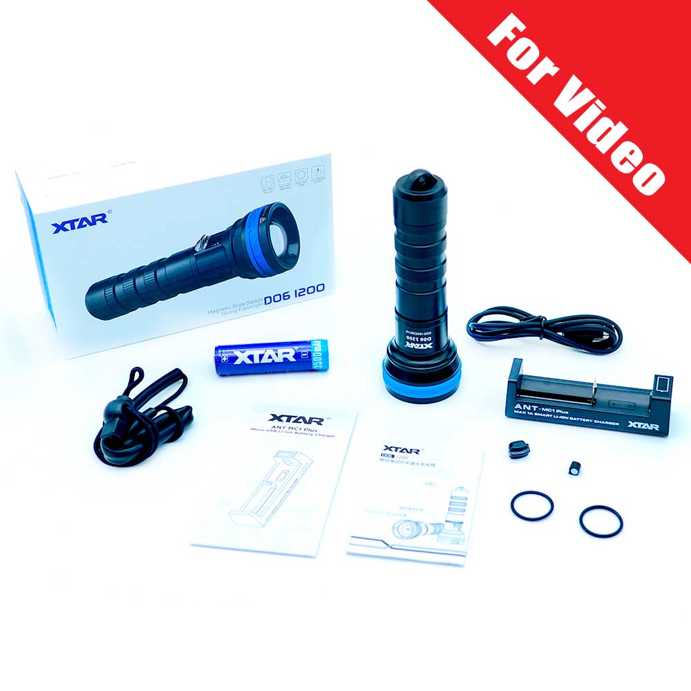 XTAR D06 Καταδυτικός Φακός LED φωτεινότητας 1200lm Full Set