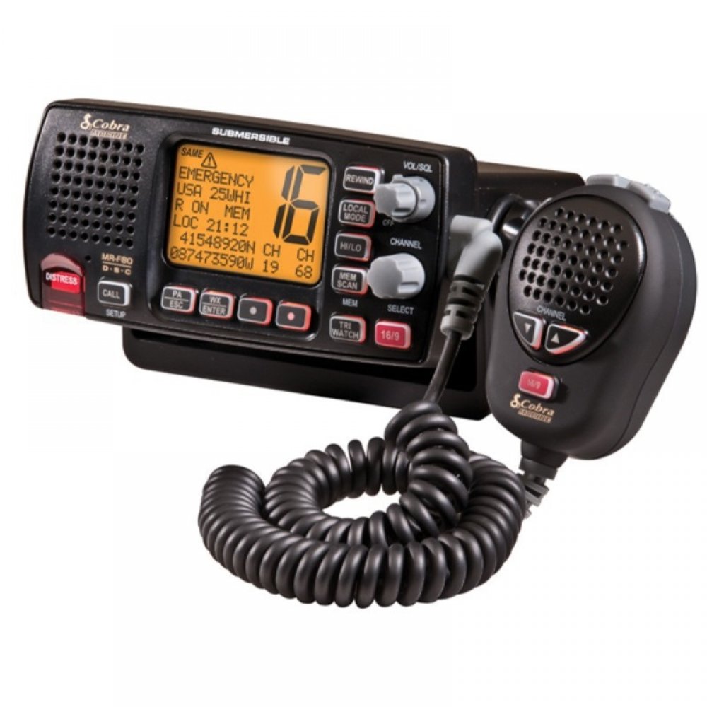 Cobra MR-F80/B VHF Marine Πομποδέκτης βάσης, αδιάβροχος,  1 ή 25 Watts.