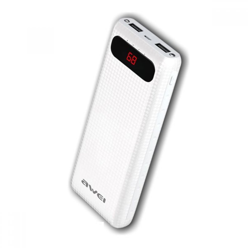 Awei p70k 2000mah compact power bank με 2 usb σε λευκό χρώμα